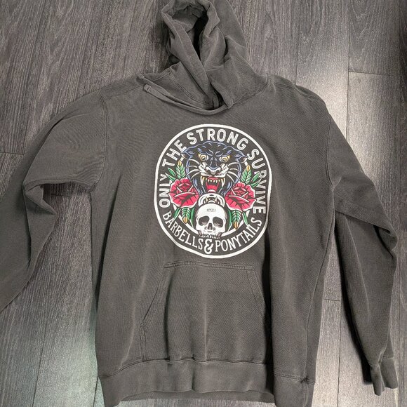 Barbells And Ponytails  Pullover "Only The Strong" Hoodie  Sweatshirt Sz L NEW - Picture 1 of 1